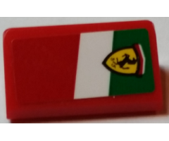 Slope 30 1 x 2 x 2/3 with Ferrari Logo on Italian Flag Background Pattern Model Right Side (Sticker) - Set 75908