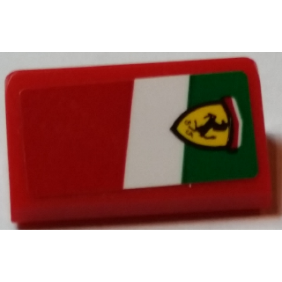 Slope 30 1 x 2 x 2/3 with Ferrari Logo on Italian Flag Background Pattern Model Right Side (Sticker) - Set 75908