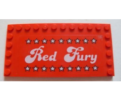 Tile, Modified 6 x 12 with Studs on Edges with White 'Red Fury' and Stars Pattern (Sticker) - Set 5533
