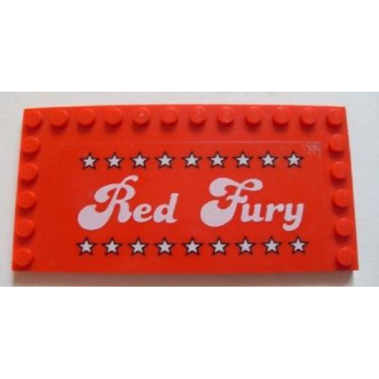 Tile, Modified 6 x 12 with Studs on Edges with White 'Red Fury' and Stars Pattern (Sticker) - Set 5533
