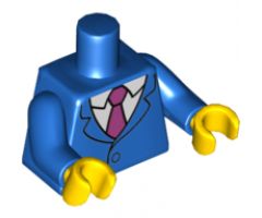 Torso Simpsons Jacket, White Shirt and Dark Pink Tie Pattern / Blue Arms / Yellow Hands