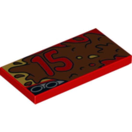 Tile 2 x 4 with Red '15' and Exhaust Pipes and Mud Splotches Pattern Model Right Side
