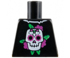 Torso Skull and Dark Pink Roses Pattern