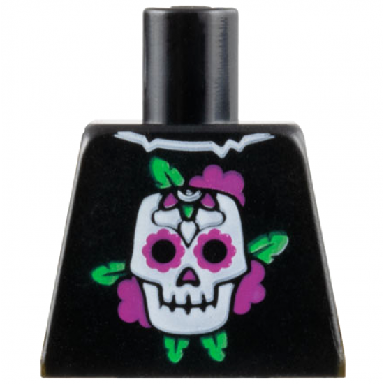 Torso Skull and Dark Pink Roses Pattern