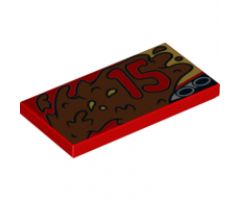 Tile 2 x 4 with Red '15' and Exhaust Pipes and Mud Splotches Pattern Model Left Side