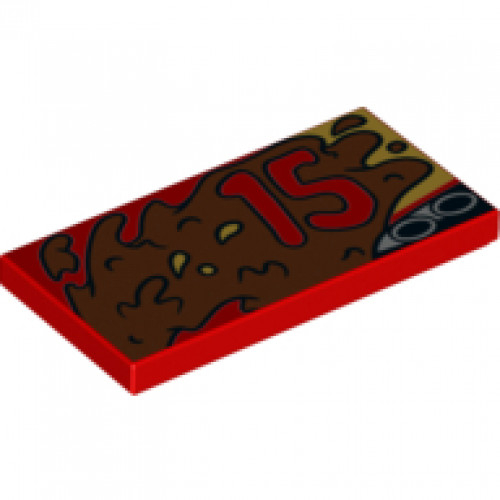 Tile 2 x 4 with Red '15' and Exhaust Pipes and Mud Splotches Pattern Model Left Side