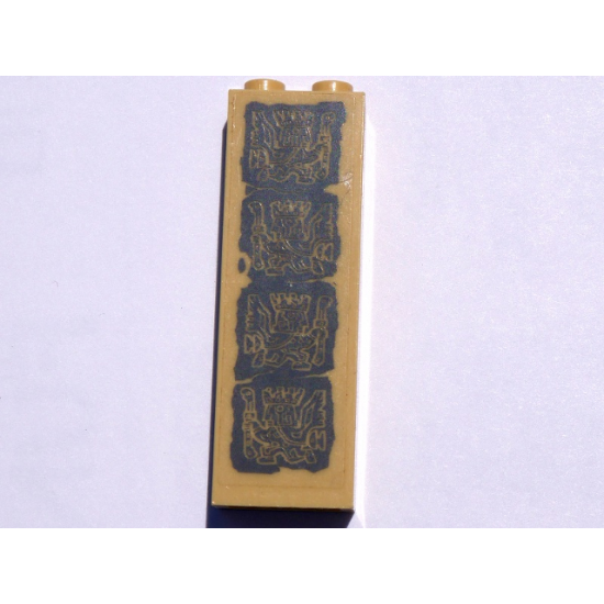 Brick 1 x 2 x 5 with Dark Bluish Gray Aztec Carvings Pattern (Sticker) - Set 7627