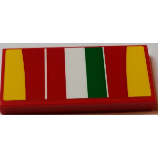 Tile 2 x 4 with Italian Flag and Yellow and Red Curved Stripes Pattern (Sticker) - Set 75908