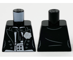 Torso Tuxedo Jacket, White Shirt, Flower, Black Tie and Spotted Vest Pattern