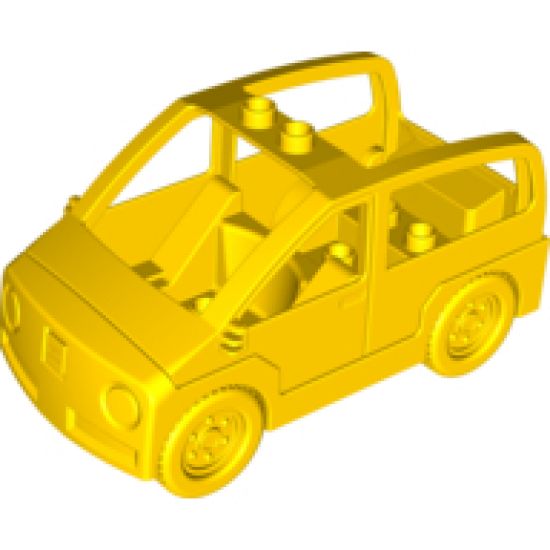 Duplo, Vehicle Car with 2 Studs on Roof, Dark Bluish Gray Base and 'Post' Pattern