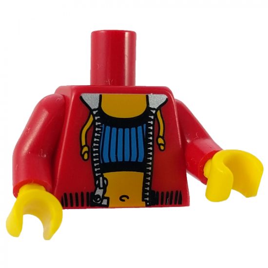 Torso Studios Crop Top and Navel Pattern - LEGO Logo on Back / Red Arms / Yellow Hands