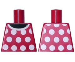Torso Red Dress Top with White Collar and Polka Dots Front and Back Pattern