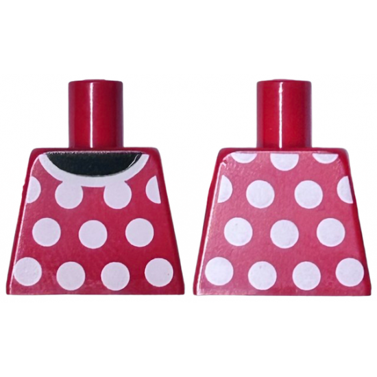 Torso Red Dress Top with White Collar and Polka Dots Front and Back Pattern