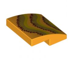 Slope, Curved 2 x 2 with Gold and Dark Red Fringe Pattern