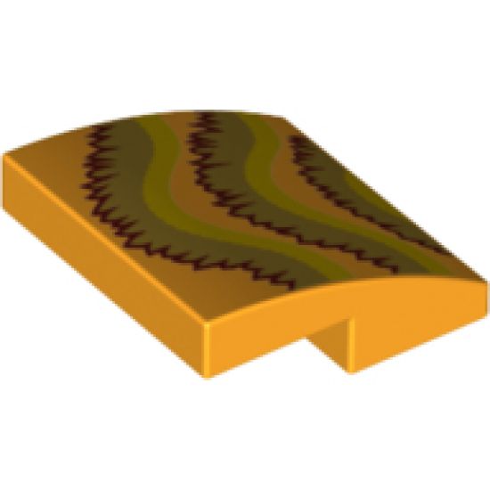 Slope, Curved 2 x 2 with Gold and Dark Red Fringe Pattern