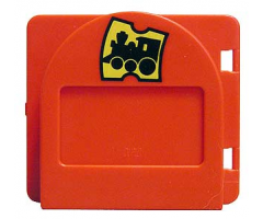 Duplo, Building Door / Window Pane Mailbox 1 x 4 x 3 Raised with Flap and Train Ticket Pattern