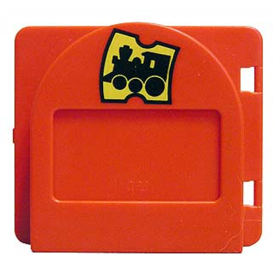 Duplo, Building Door / Window Pane Mailbox 1 x 4 x 3 Raised with Flap and Train Ticket Pattern