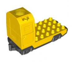 Duplo, Train Passenger Locomotive Base with Black Battery Compartment, Flat Silver Wheels