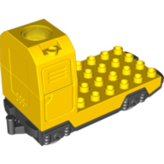 Duplo, Train Passenger Locomotive Base with Black Battery Compartment, Flat Silver Wheels