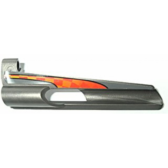 Technic, Panel Fairing # 8 Small Long, Large Hole, Side B with Large Red and Orange Checkered Pattern (Sticker) - Set 8473
