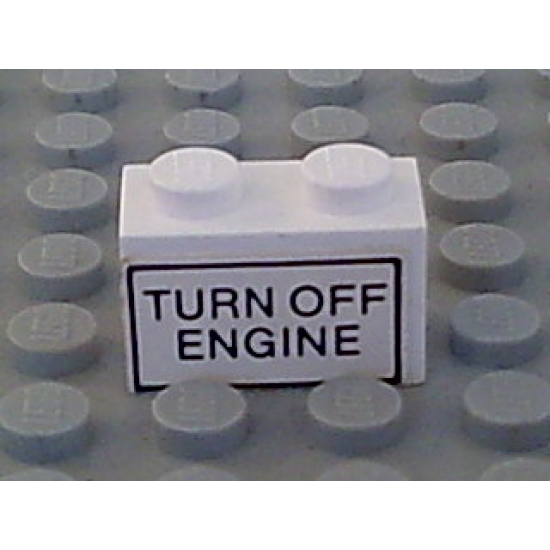 Brick 1 x 2 with 'TURN OFF ENGINE' Pattern on Both Sides (Stickers) - Set 6375-2