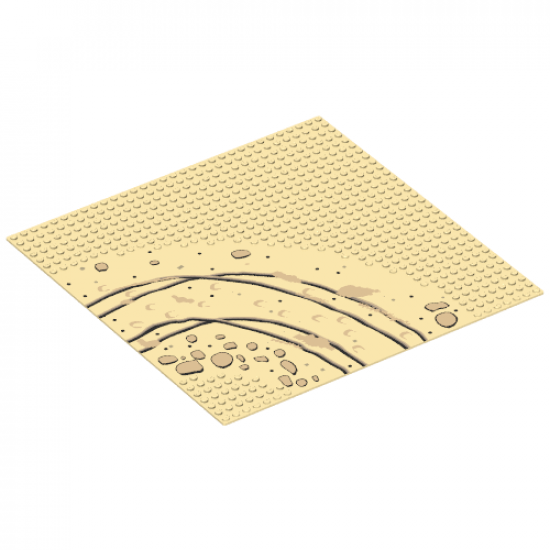 Baseplate, Road 32 x 32 7-Stud Curve with Rocks and Ruts Pattern