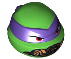 Minifigure, Head, Modified Ninja Turtle with Dark Purple Mask and Breathing Apparatus Pattern (Donatello)