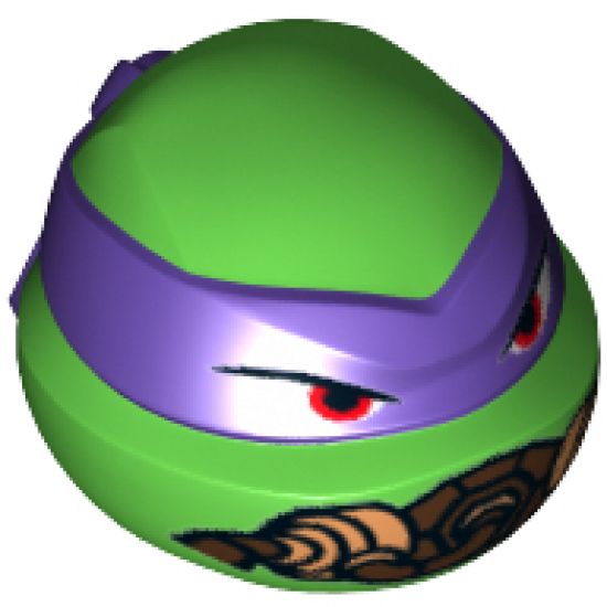 Minifigure, Head, Modified Ninja Turtle with Dark Purple Mask and Breathing Apparatus Pattern (Donatello)