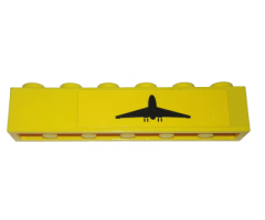 Brick 1 x 6 with Black Airplane Pattern Model Right Side (Sticker) - Set 7891