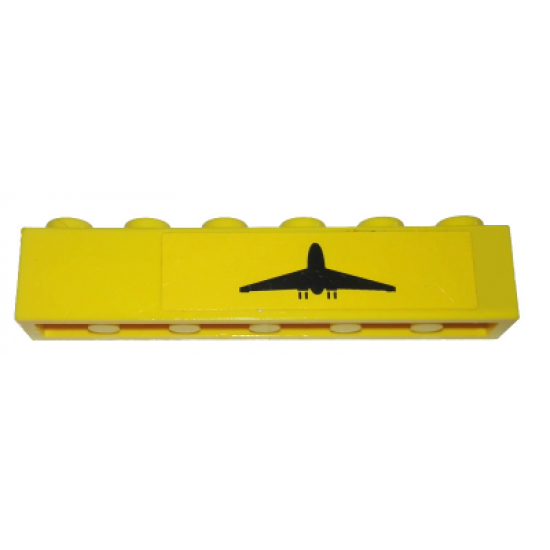 Brick 1 x 6 with Black Airplane Pattern Model Right Side (Sticker) - Set 7891
