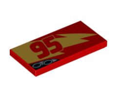 Tile 2 x 4 with Gold Lightning, Red '95' and Exhaust Pipes Pattern Model Right Side