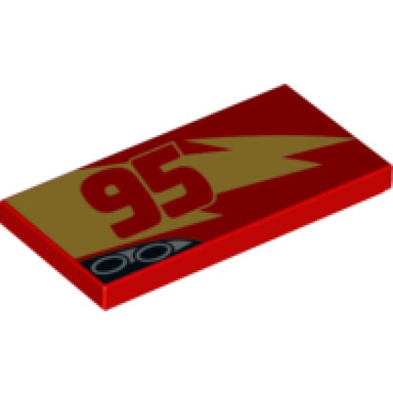 Tile 2 x 4 with Gold Lightning, Red '95' and Exhaust Pipes Pattern Model Right Side