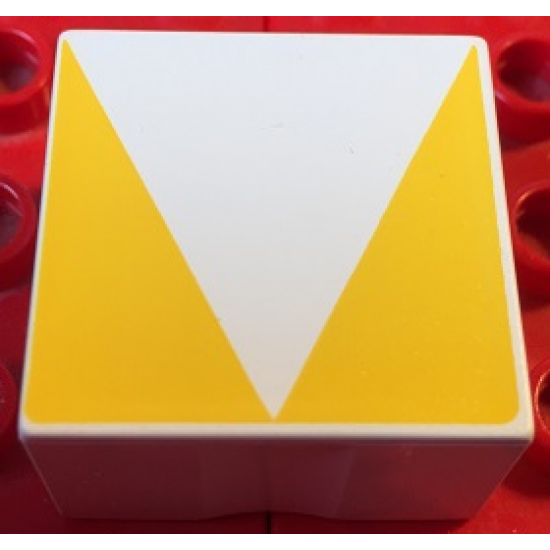 Duplo, Tile 2 x 2 x 1 with Shape Yellow Inverse Isosceles Triangle Pattern