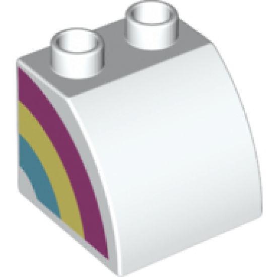 Duplo, Brick 2 x 2 x 1 1/2 with Curved Top with Rainbow Half on Right Side Pattern