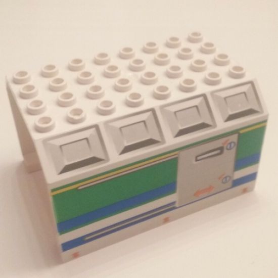 Aircraft Fuselage Angular Top 6 x 8 x 4 with Door on Blue, Green, and Yellow Stripes Pattern