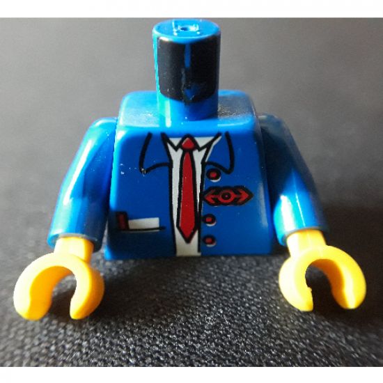 Torso Train Suit Open, Notepad, Red Long Tie and Logo Pattern / Blue Arms / Yellow Hands