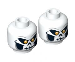 Minifigure, Head Dual Sided Skull Mask with Bright Light Orange Eyes, Skeleton Mouth Smile / Frown Pattern - Hollow Stud