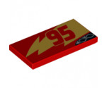 Tile 2 x 4 with Gold Lightning, Red '95' and Exhaust Pipes Pattern Model Left Side