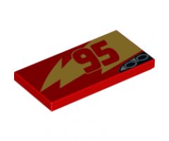 Tile 2 x 4 with Gold Lightning, Red '95' and Exhaust Pipes Pattern Model Left Side