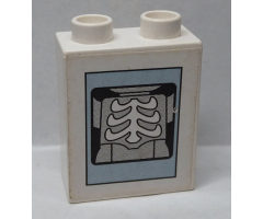 Duplo, Brick 1 x 2 x 2 with X-Ray Skeleton Pattern (Sticker) - Set 9226