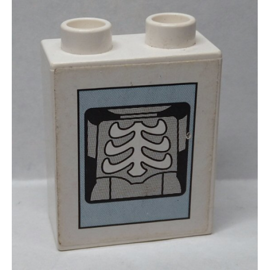 Duplo, Brick 1 x 2 x 2 with X-Ray Skeleton Pattern (Sticker) - Set 9226