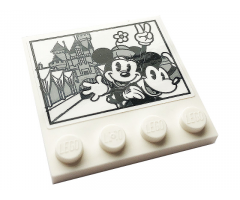 Tile, Modified 4 x 4 with Studs on Edge with Mickey & Minnie Mouse and Castle Pattern (Sticker) - Set 43179