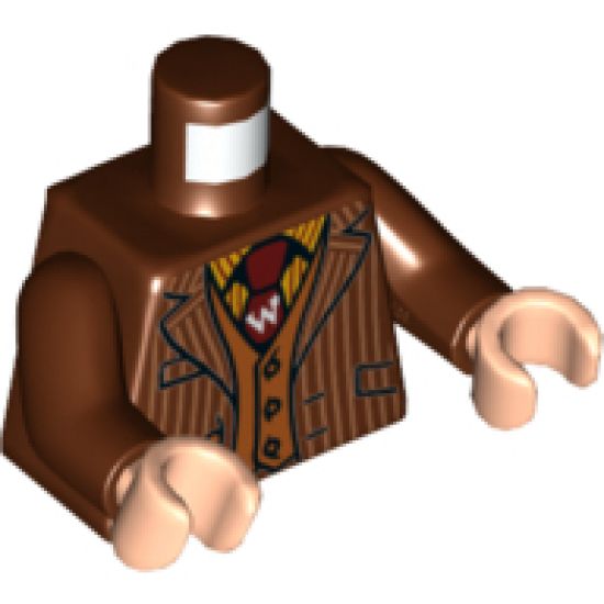 Torso Jacket over Orange Vest, Striped Shirt and Dark Red Tie with Letter W Pattern / Reddish Brown Arms / Light Nougat Hands