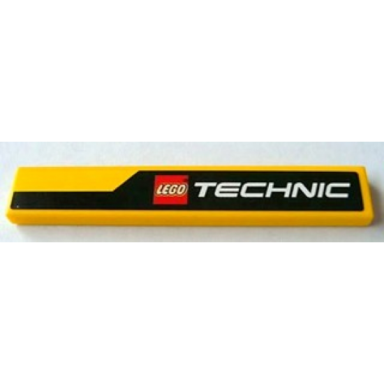 Tile 1 x 6 with Black Line and LEGO TECHNIC Logo Pattern Model Right (Sticker) - Set 8069
