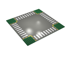 Baseplate, Road 32 x 32 6-Stud Crossroad with Dark Gray Road, Yellow Dashed Lines and Crosswalks Pattern