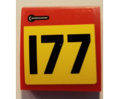 Slope, Curved 2 x 2 with Door Handle and Black Number 177 on Yellow Background Pattern Model Right Side (Sticker) - Set 75894