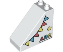 Duplo, Brick 4 x 2 x 3 Slope with Flags, Star and 'ABC' Pattern