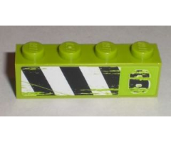 Brick 1 x 4 with '6' and Black and White Danger Stripes Pattern Model Right (Sticker) - Set 8211