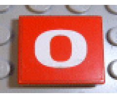 Tile 2 x 2 with Number  0 White on Red Background Pattern (Sticker) - Set 8280