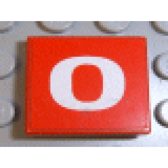 Tile 2 x 2 with Number  0 White on Red Background Pattern (Sticker) - Set 8280